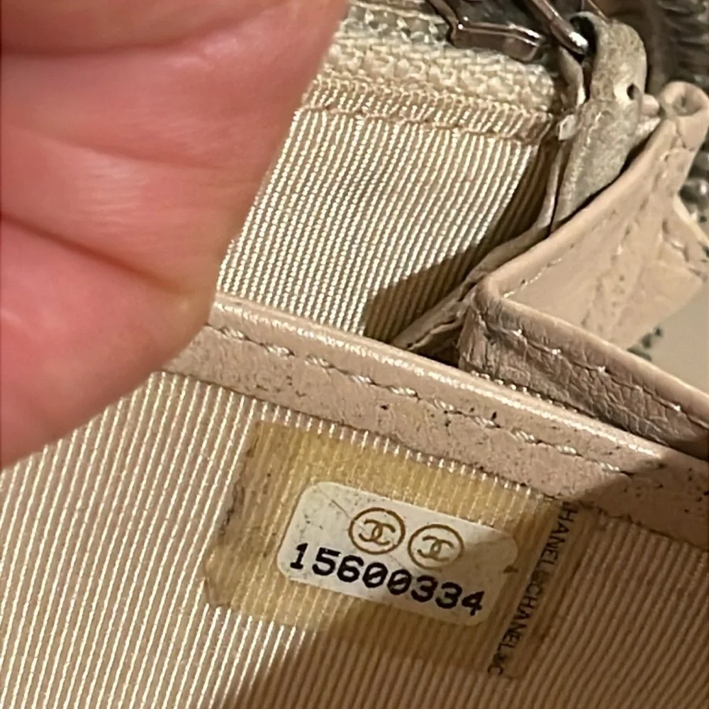 Chanel beige quilted lambskin zip around wallet
